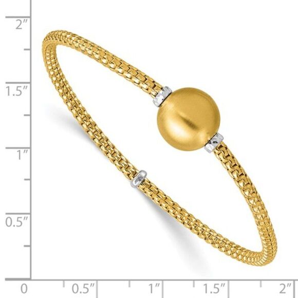 New Herco 14K Two-Tone Gold Stretch Ball Bracelet | Made in Italy - Picture 4 of 5
